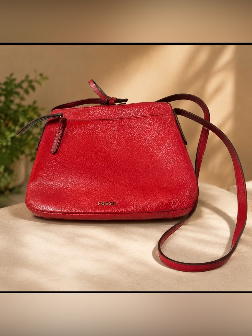 Fossil crossbody leather red bag